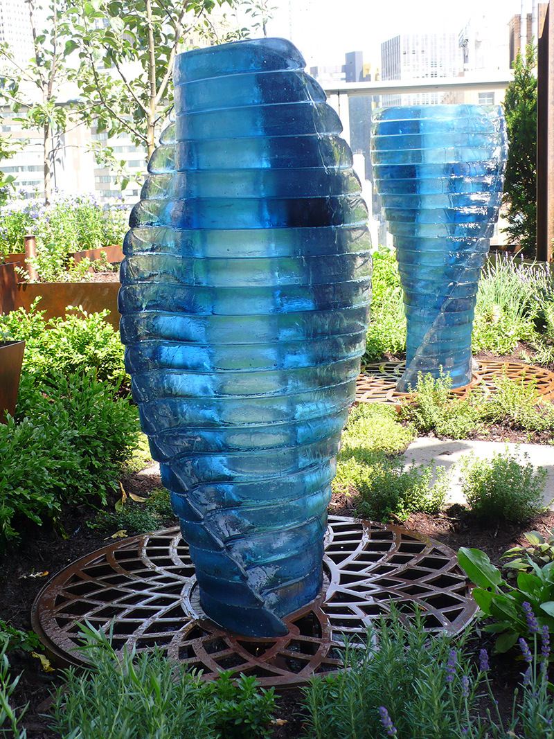 Glass Double Helix Fountains